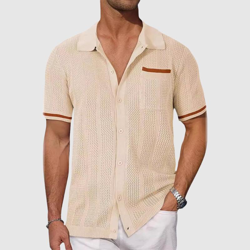 Polo Shirt Herre – Retro Camp Collar Polo med Kontrastkanter