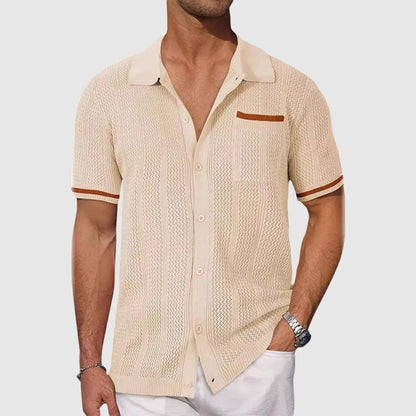 Polo Shirt Herre – Retro Camp Collar Polo med Kontrastkanter