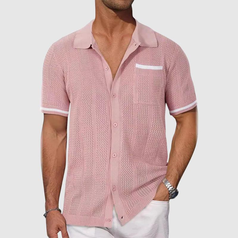 Polo Shirt Herre – Retro Camp Collar Polo med Kontrastkanter
