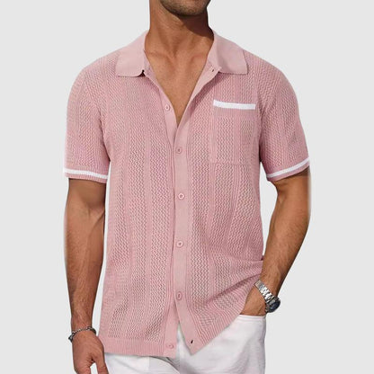 Polo Shirt Herre – Retro Camp Collar Polo med Kontrastkanter