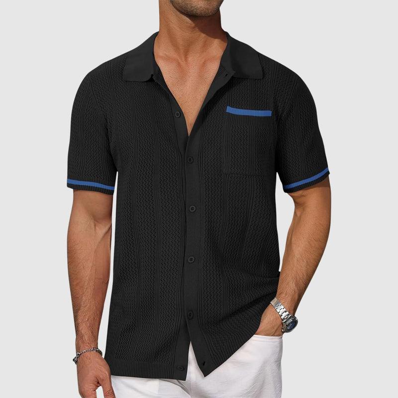 Polo Shirt Herre – Retro Camp Collar Polo med Kontrastkanter
