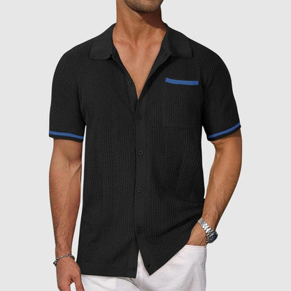 Polo Shirt Herre – Retro Camp Collar Polo med Kontrastkanter