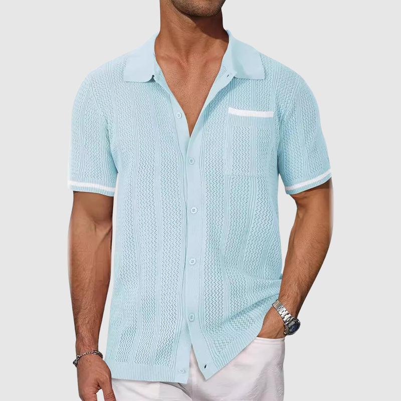 Polo Shirt Herre – Retro Camp Collar Polo med Kontrastkanter