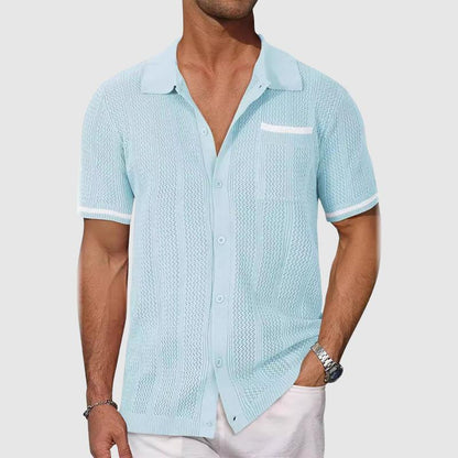 Polo Shirt Herre – Retro Camp Collar Polo med Kontrastkanter