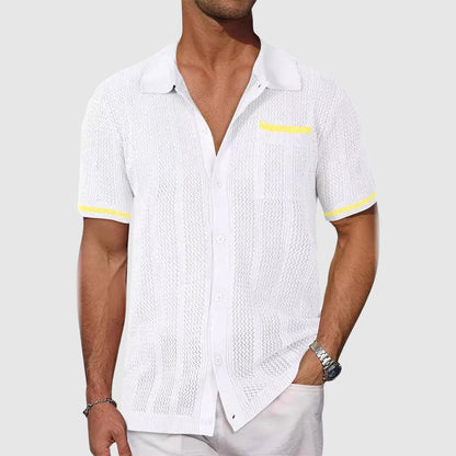 Polo Shirt Herre – Retro Camp Collar Polo med Kontrastkanter