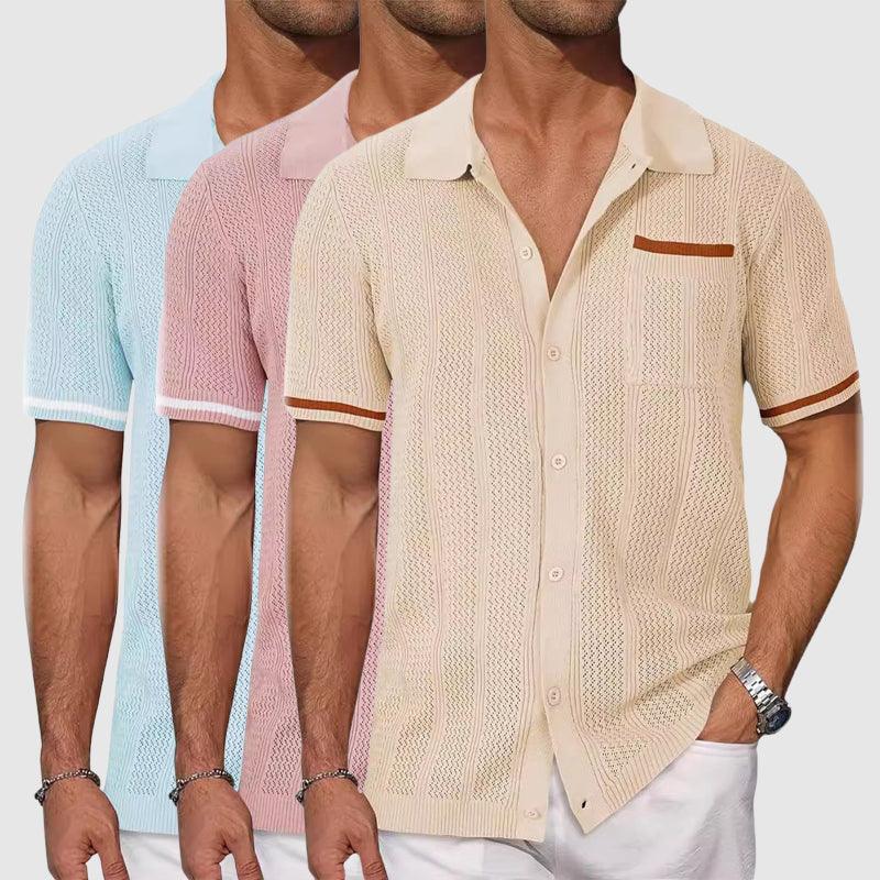 Polo Shirt Herre – Retro Camp Collar Polo med Kontrastkanter