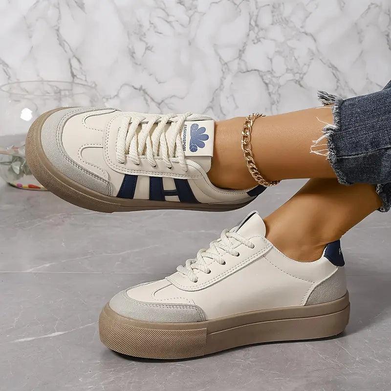 Sneakers Dame – Platform Sko med Snørebånd og Retro Design
