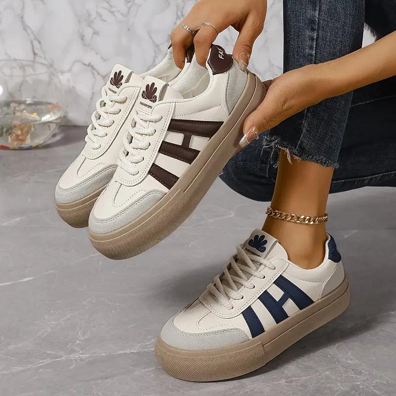 Sneakers Dame – Platform Sko med Snørebånd og Retro Design