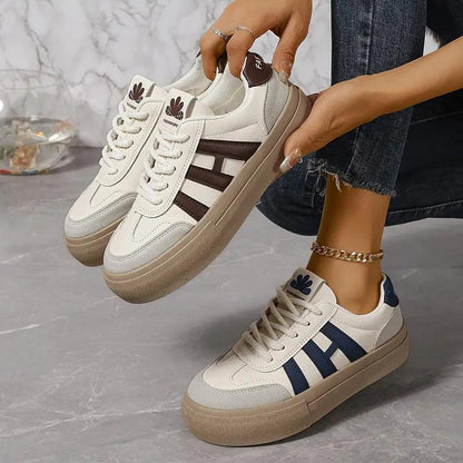 Sneakers Dame – Platform Sko med Snørebånd og Retro Design