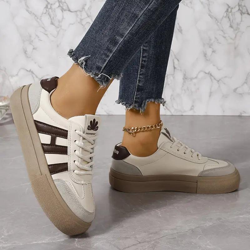 Sneakers Dame – Platform Sko med Snørebånd og Retro Design
