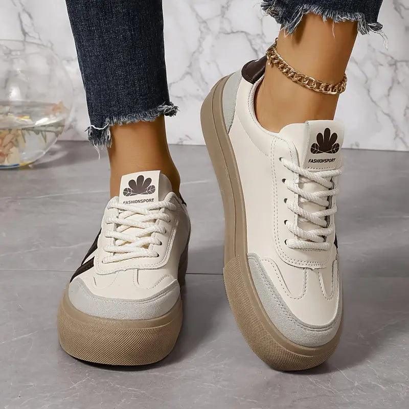Sneakers Dame – Platform Sko med Snørebånd og Retro Design