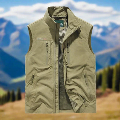 Outdoor Vest Herre – Multifunktionel Vest med Lynlås og Lommer