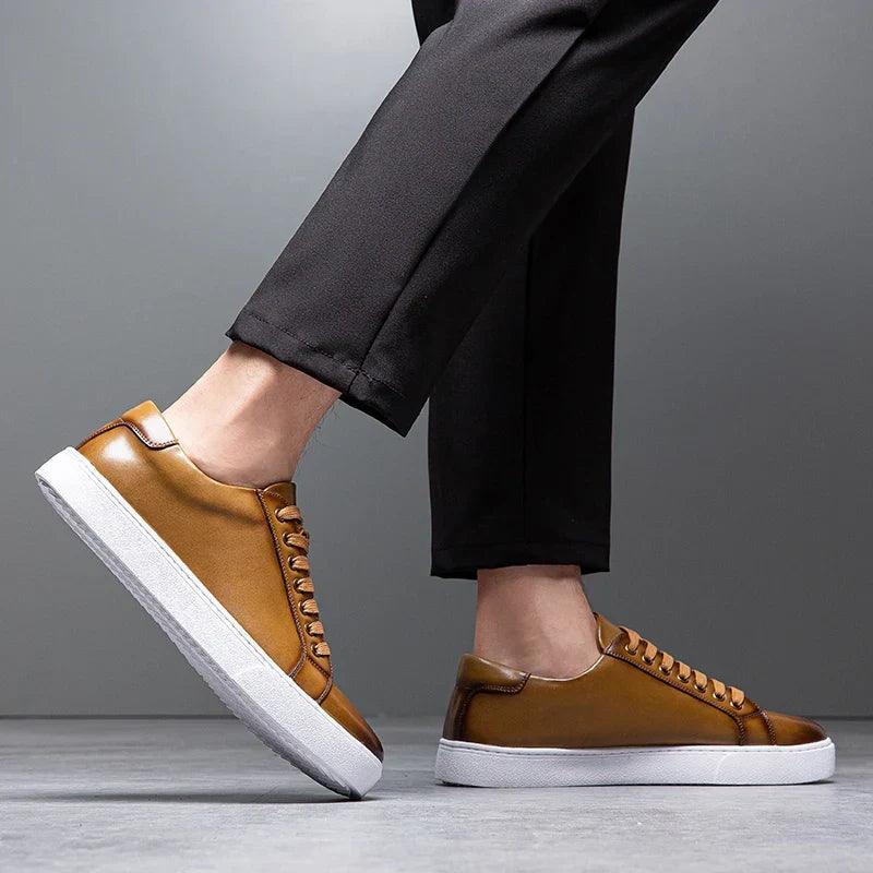 Sneakers Herre – Pæne Lace-Up Sko i Læderlook
