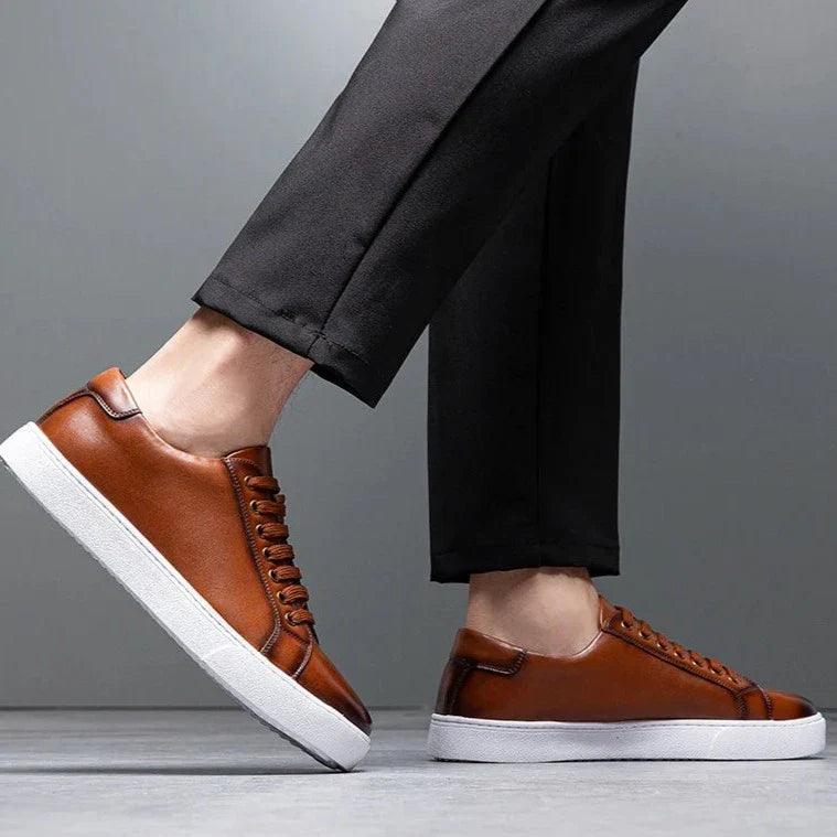 Sneakers Herre – Pæne Lace-Up Sko i Læderlook
