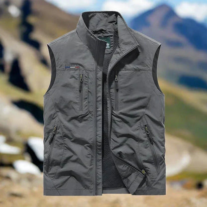 Outdoor Vest Herre – Multifunktionel Vest med Lynlås og Lommer