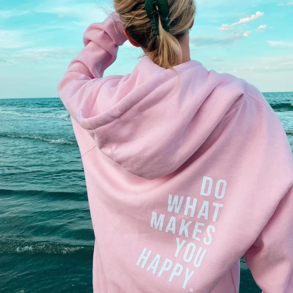 Hættetrøje Dame – Lyserød Casual Hoodie med Bogstavprint