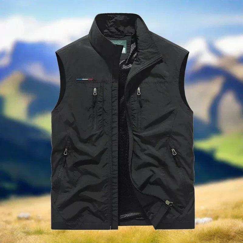 Outdoor Vest Herre – Multifunktionel Vest med Lynlås og Lommer