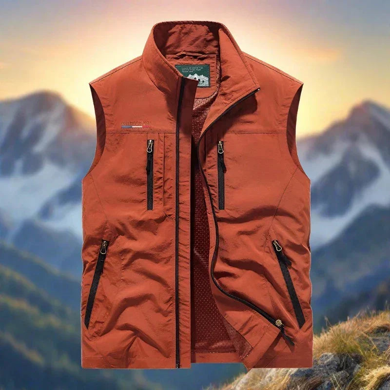 Outdoor Vest Herre – Multifunktionel Vest med Lynlås og Lommer