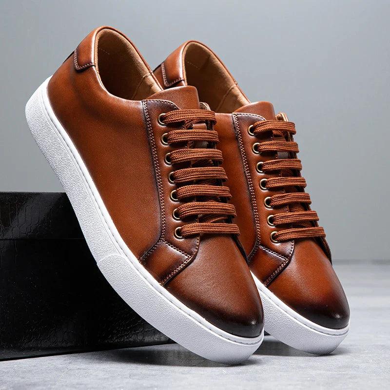 Sneakers Herre – Pæne Lace-Up Sko i Læderlook