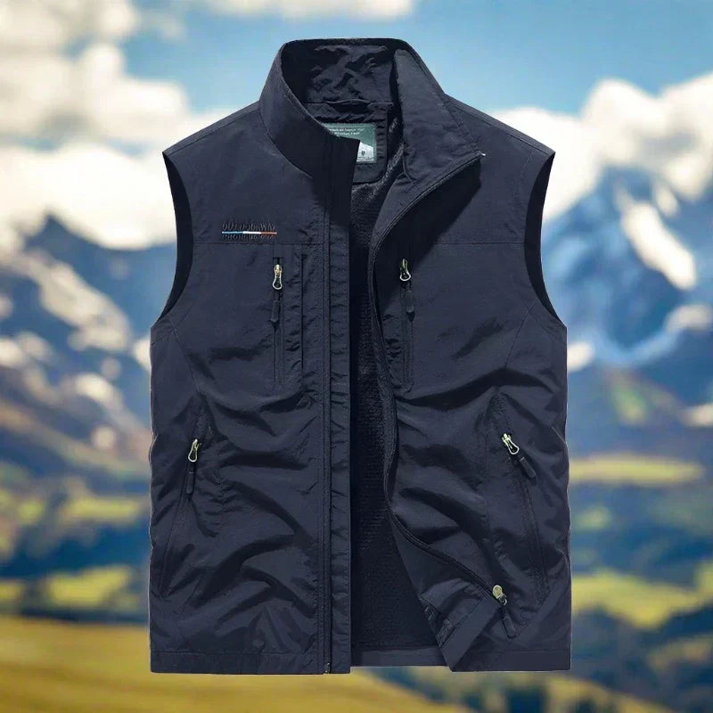 Outdoor Vest Herre – Multifunktionel Vest med Lynlås og Lommer