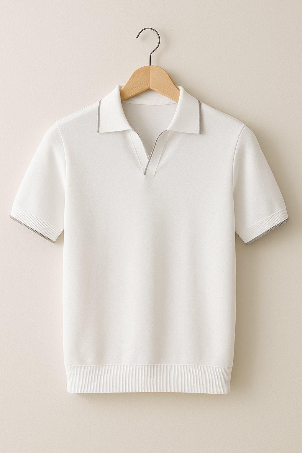 Strikket Polo Herre – Slim Fit Polo Shirt med Kontrastkanter