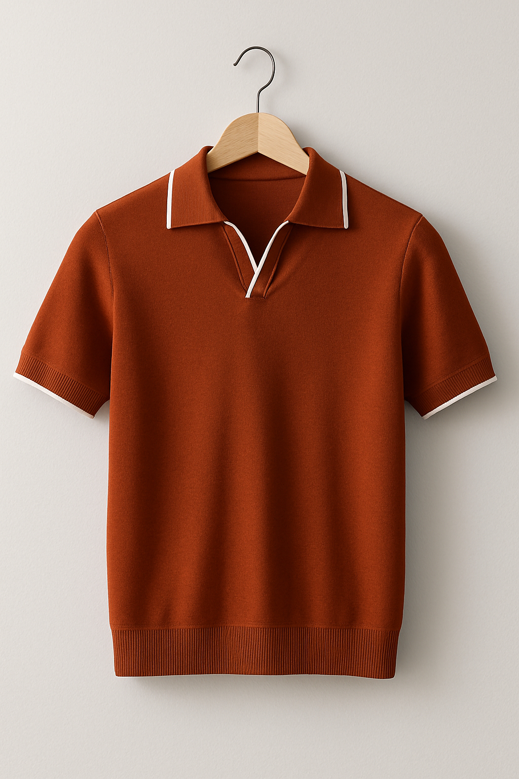 Strikket Polo Herre – Slim Fit Polo Shirt med Kontrastkanter