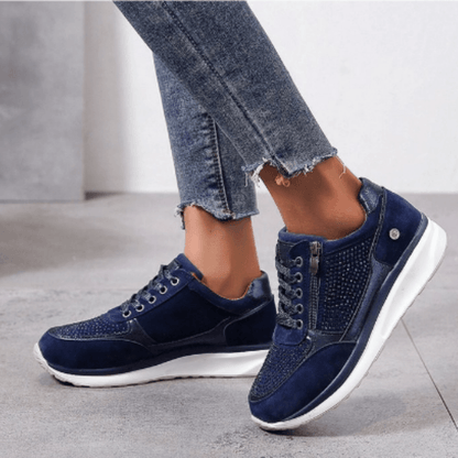 Glitrende Platform Sneakers Dame – Sneakers med Snøre