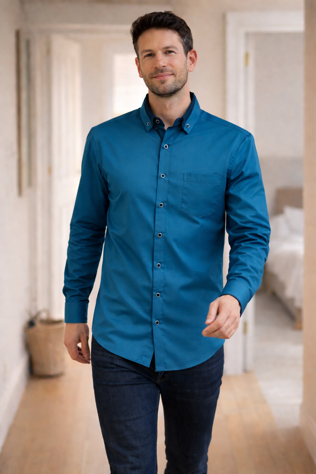 Skjorte Herre – Langærmet Casual Skjorte med Knapper