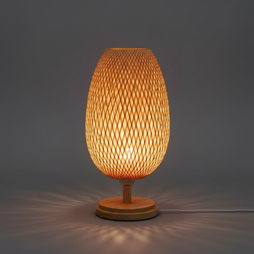 Vintage Bambus Bordlampe | Tidløs Elegance i Rustik Design