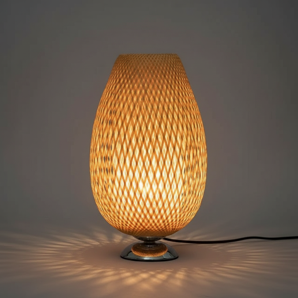 Vintage Bambus Bordlampe | Tidløs Elegance i Rustik Design