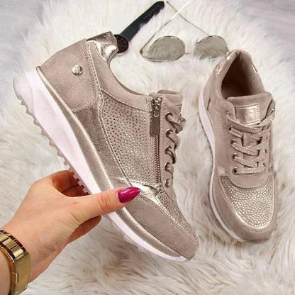 Glitrende Platform Sneakers Dame – Sneakers med Snøre