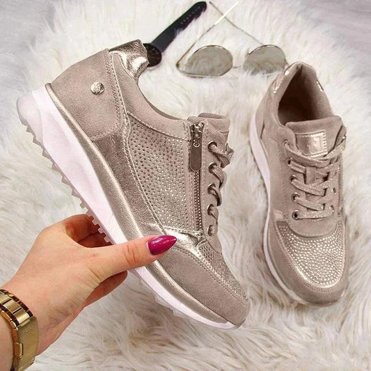 Glitrende Platform Sneakers Dame – Sneakers med Snøre