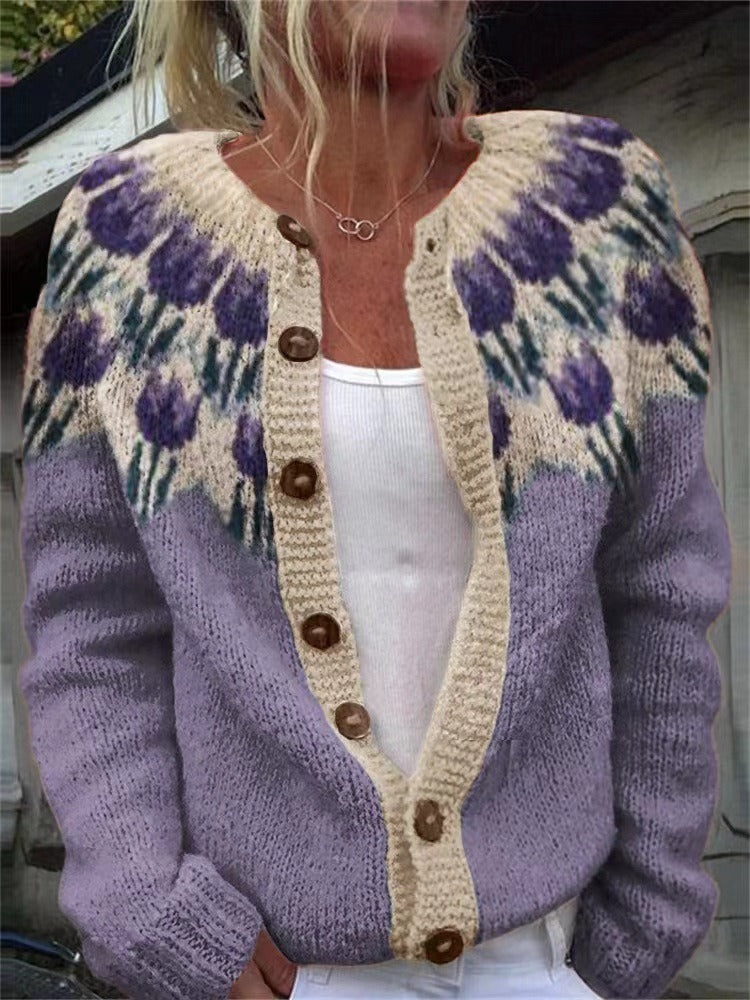Islandsk Cardigan Dame – Vintage Strikcardigan med Mønster