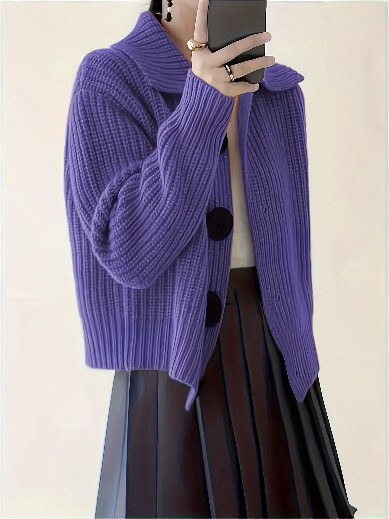 Ribstriktrøje Dame – Klassisk Langærmet Pullover