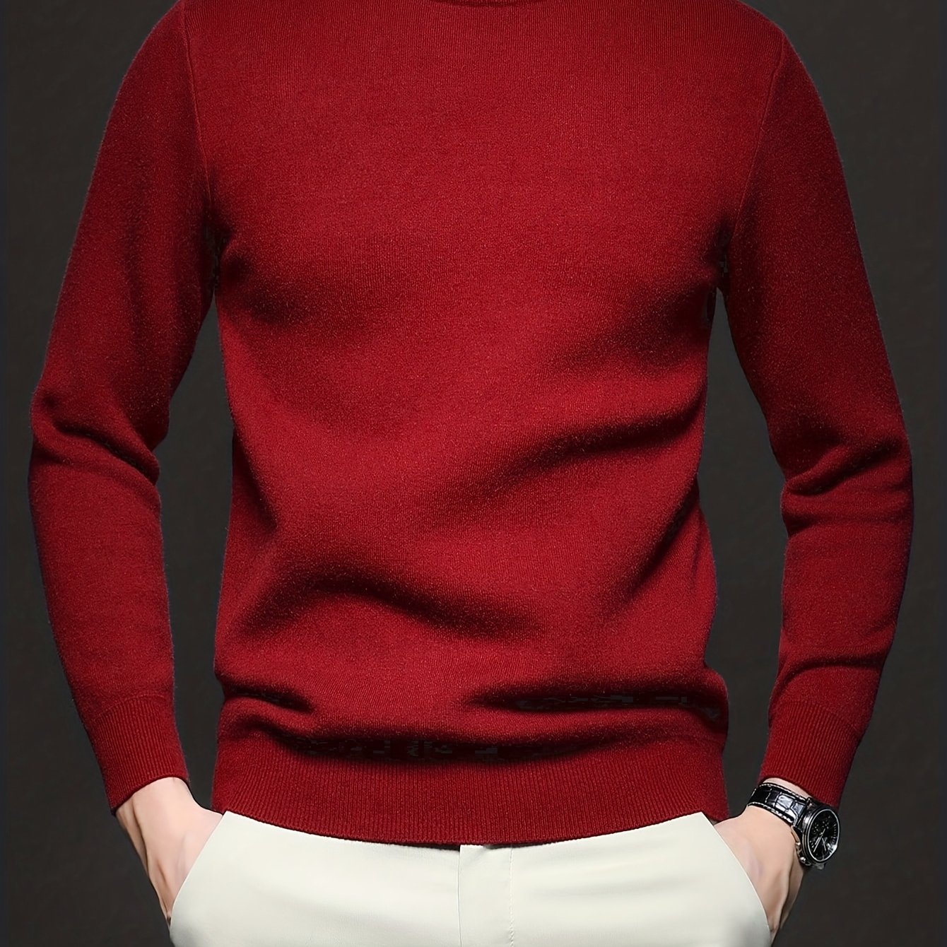 Striktrøje Herre – Pullover med høj hals og klassisk design til hverdag, arbejde og lag-på-lag i Sort og Hvid – Everett