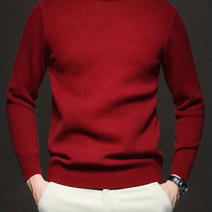 Striktrøje Herre – Pullover med høj hals og klassisk design til hverdag, arbejde og lag-på-lag i Sort og Hvid – Everett