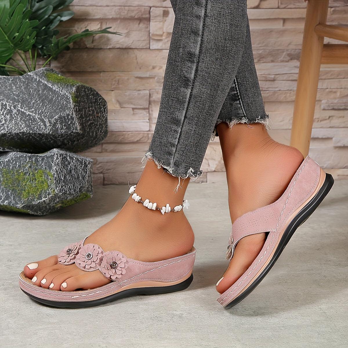 Blomstrede Sandaler Dame – Komfortable Plateau Sandaler med Remme