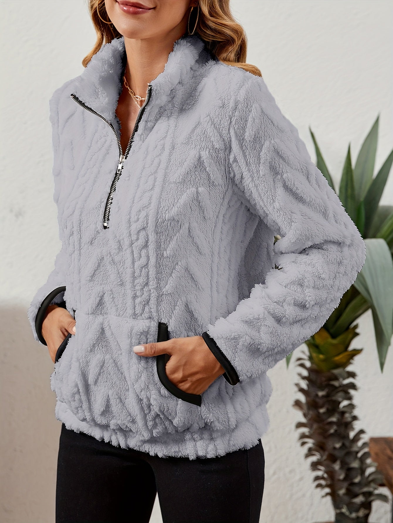 Striktrøje Dame – Pullover med half-zip lynlås til hverdag, arbejde og lag-på-lag