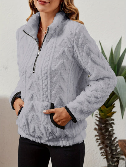 Striktrøje Dame – Pullover med half-zip lynlås til hverdag, arbejde og lag-på-lag