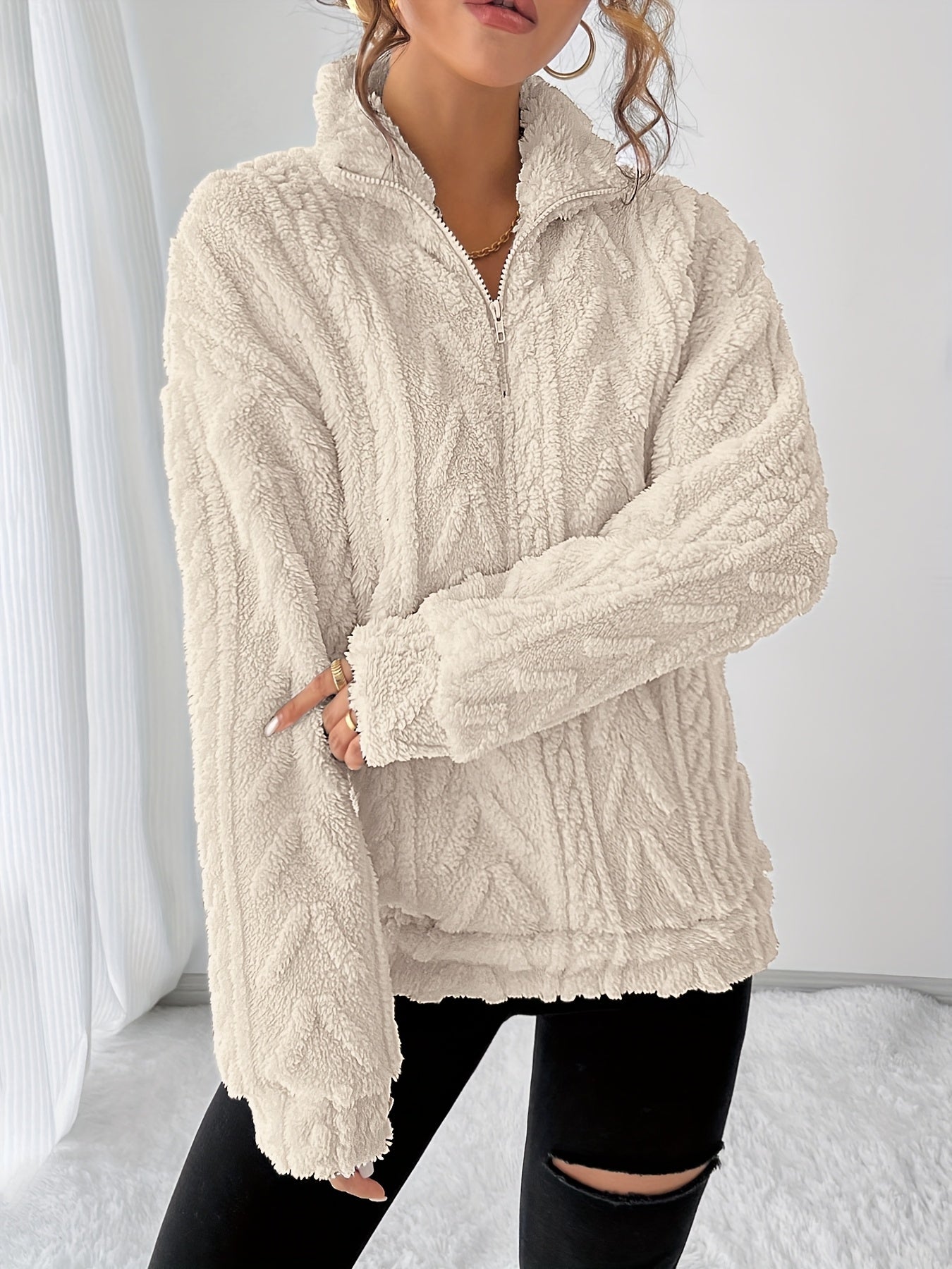 Tekstureret Striktrøje Dame – Afslappet Pullover