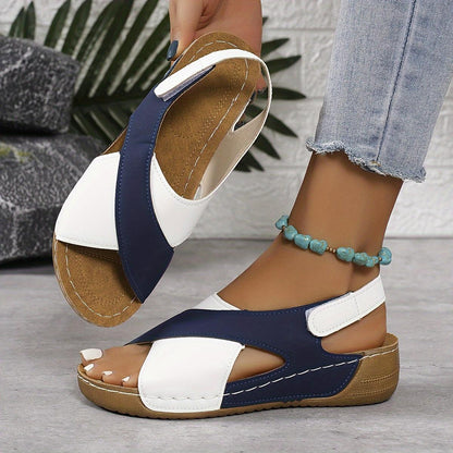Kilehælsandaler Dame – Slingback Sandaler med Farveblok Design