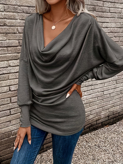Langærmet Top Dame – Afslappet Basisbluse