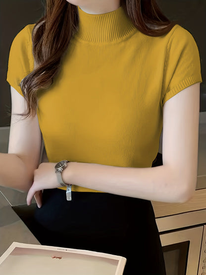Langærmet Top Dame – Basisbluse med høj hals og klassisk design til hverdag, arbejde og lag-på-lag