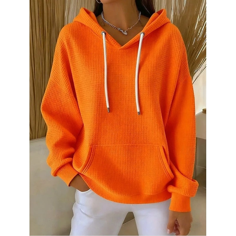 Hættetrøje Dame – Tekstureret Hoodie med Snøre