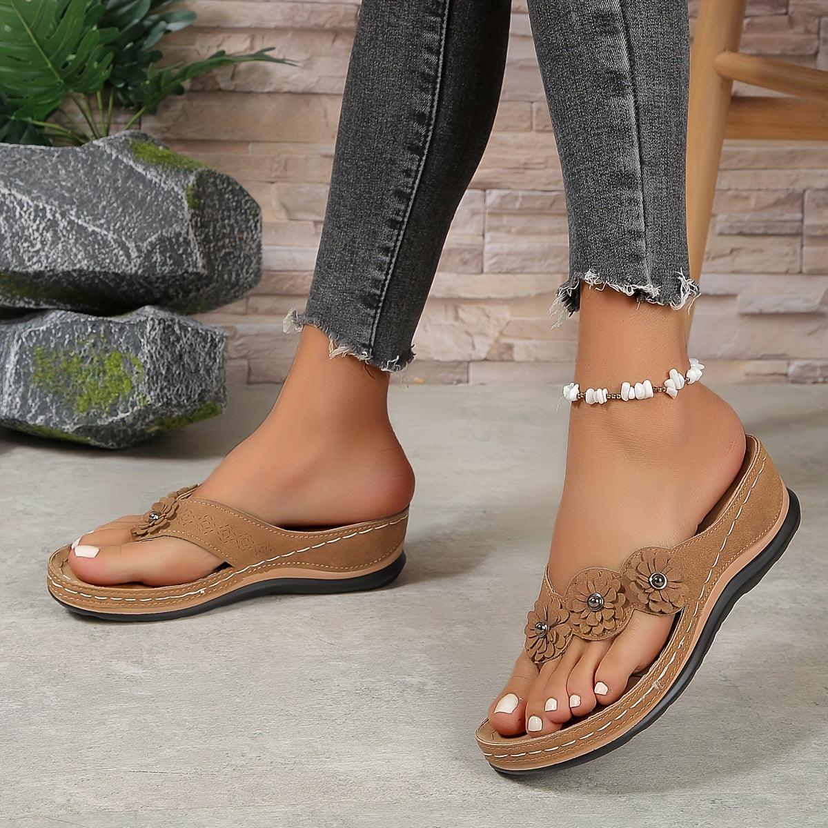 Blomstrede Sandaler Dame – Komfortable Plateau Sandaler med Remme