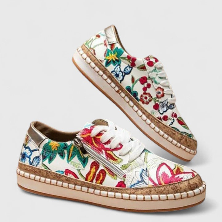 Sko Dame – Hverdagssko med klassisk design til hverdag, arbejde og rejse i Bella Flora og Sort Exotic – Olisette