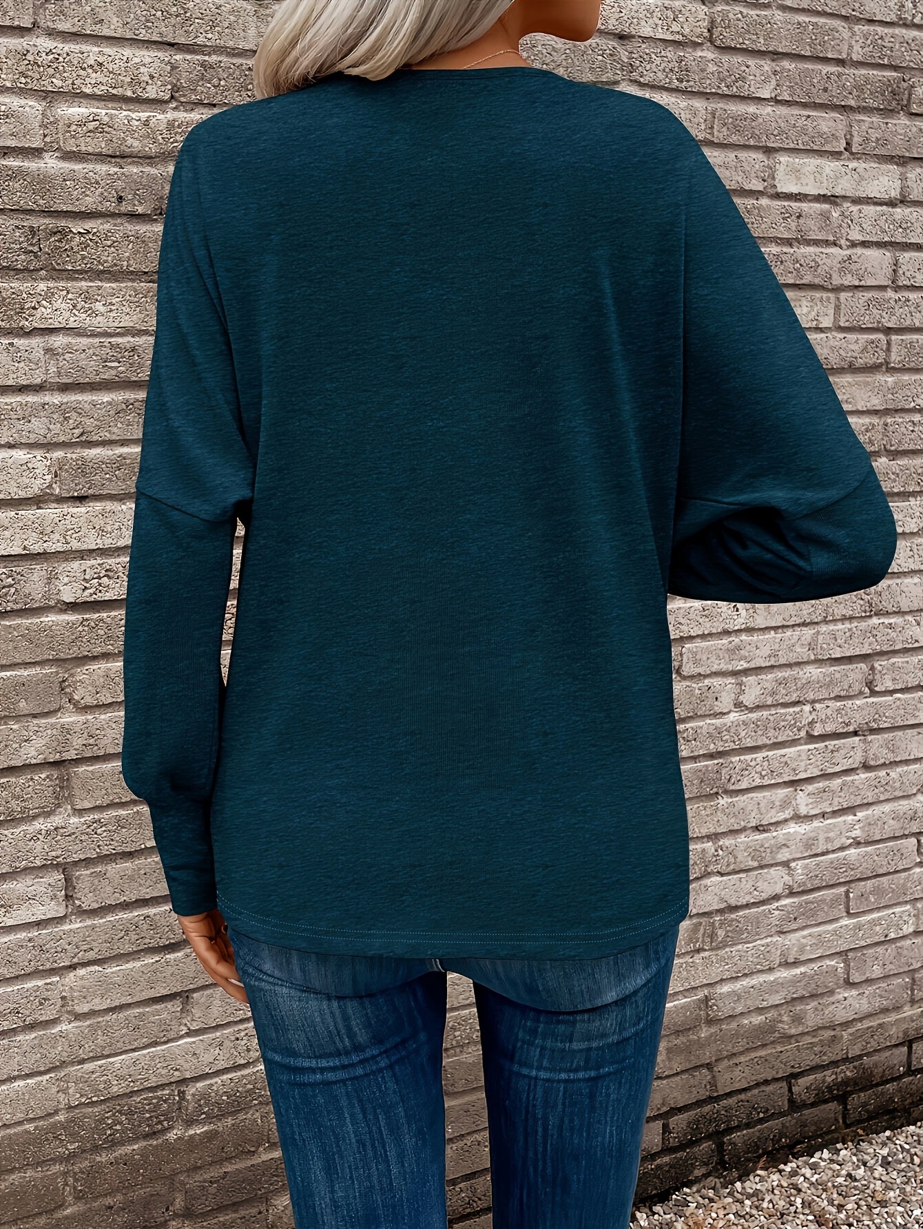 Langærmet Top Dame – Afslappet Basisbluse