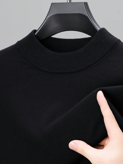 Striktrøje Herre – Pullover med høj hals og klassisk design til hverdag, arbejde og lag-på-lag i Sort og Hvid – Everett