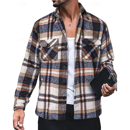 Skjortejakke Herre – Overshirt-jakke med ternet design og robust design til efterår, overgangsvejr og hverdag
