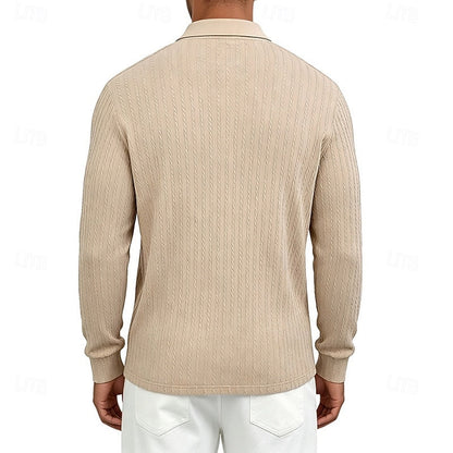 Poloshirt Herre – Polo trøje med tekstureret overflade og quarter-zip lynlås til hverdag, arbejde og lag-på-lag